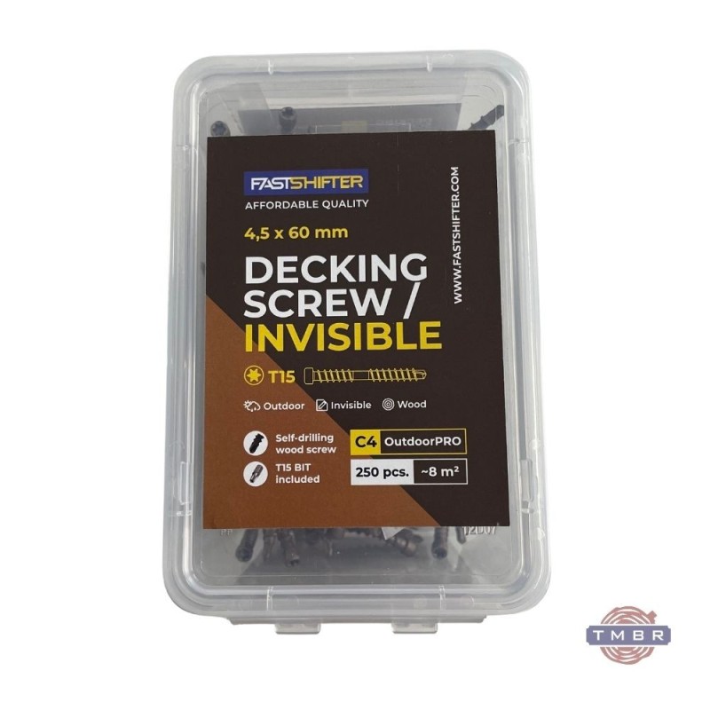 FastShifter Invisible C4 medsraigčiai terasoms, 4.5x60 mm, T15, 250 vnt.